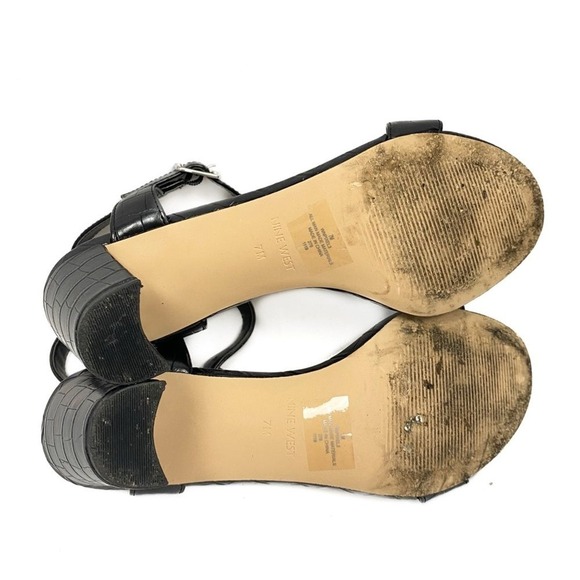 Nine West Women's Pixel City Croc Leather Block Heel Sandals, Black - Size 7 - Picture 9 of 10